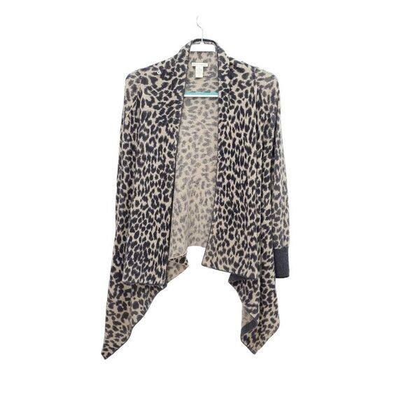 WHITE + Warren 100% Cashmere Cheetah Leopard Print Cardigan - Picture 2 of 11